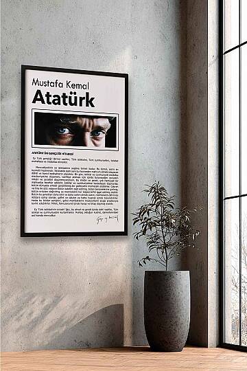 Atatürk Gençliğe Hitabe Tasarımlı Çerçeveli Tablo Hediye Ofis Duvar Tablosu Okul Dekoru - 3