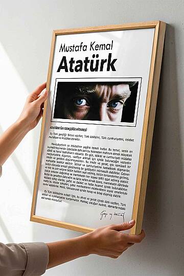 Atatürk Gençliğe Hitabe Tasarımlı Çerçeveli Tablo Hediye Ofis Duvar Tablosu Okul Dekoru - 5