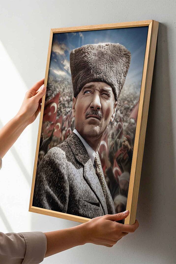 Atatürk Milli Mücadele Temalı Portresi Çerçeveli Tablo Ofis İşyeri ve Salon Tablosu - 8