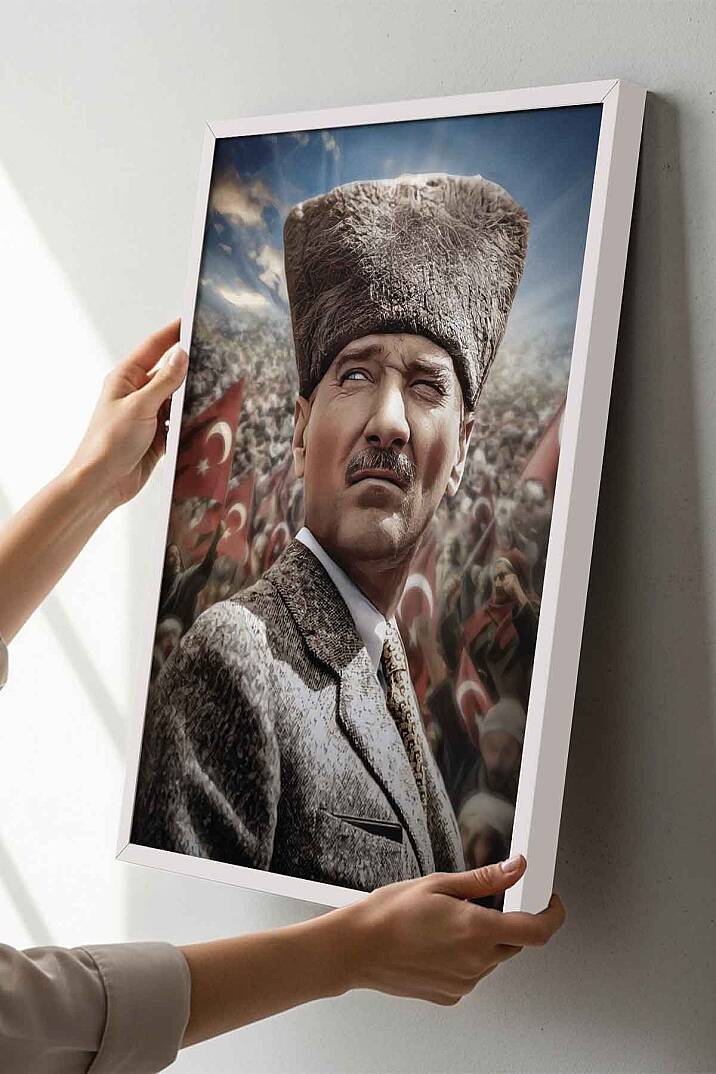 Atatürk Milli Mücadele Temalı Portresi Çerçeveli Tablo Ofis İşyeri ve Salon Tablosu - 2