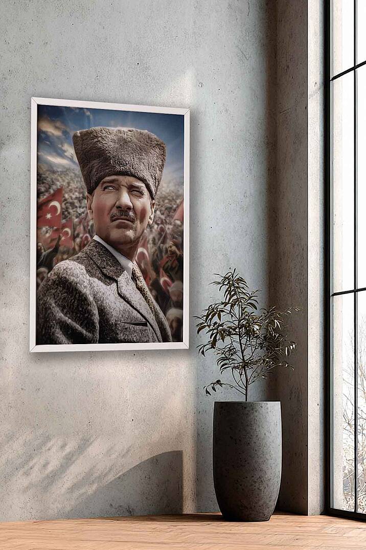 Atatürk Milli Mücadele Temalı Portresi Çerçeveli Tablo Ofis İşyeri ve Salon Tablosu - 3