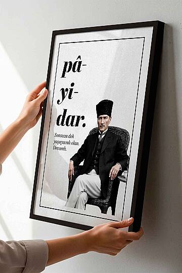 Atatürk Pâyidâr Temalı Çerçeveli Tablo Modern Ofis ve İşyeri Tablosu - 2