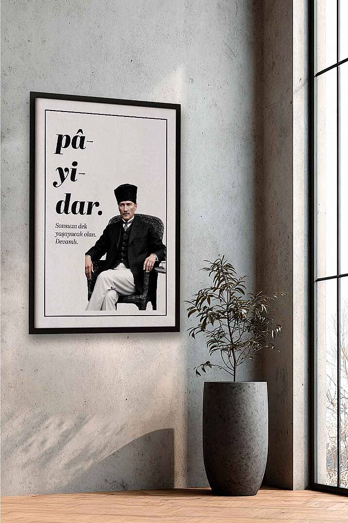 Atatürk Pâyidâr Temalı Çerçeveli Tablo Modern Ofis ve İşyeri Tablosu - 3