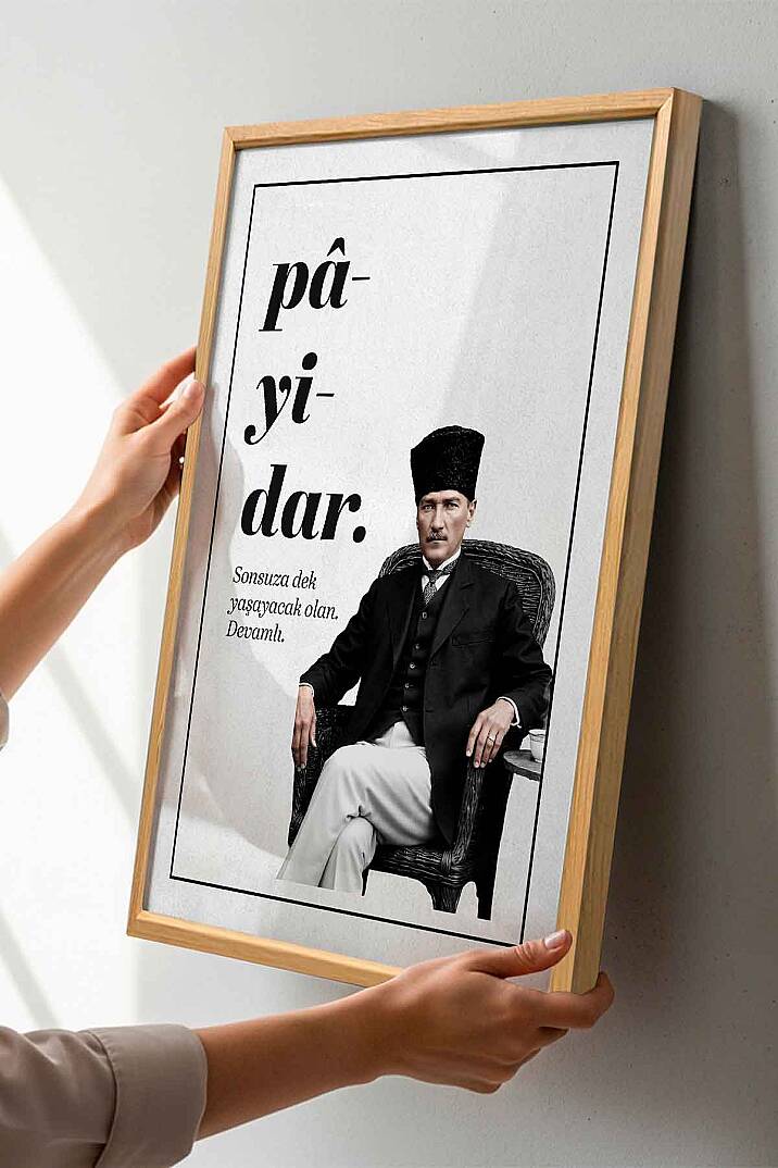 Atatürk Pâyidâr Temalı Çerçeveli Tablo Modern Ofis ve İşyeri Tablosu - 5