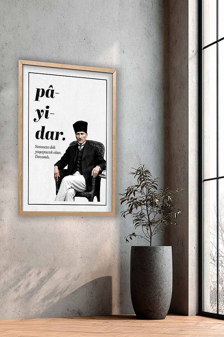 Atatürk Pâyidâr Temalı Çerçeveli Tablo Modern Ofis ve İşyeri Tablosu - 6