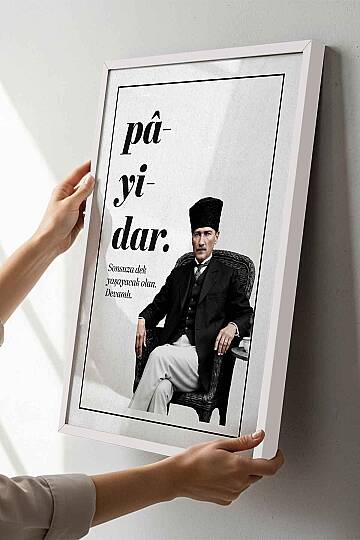 Atatürk Pâyidâr Temalı Çerçeveli Tablo Modern Ofis ve İşyeri Tablosu - 8