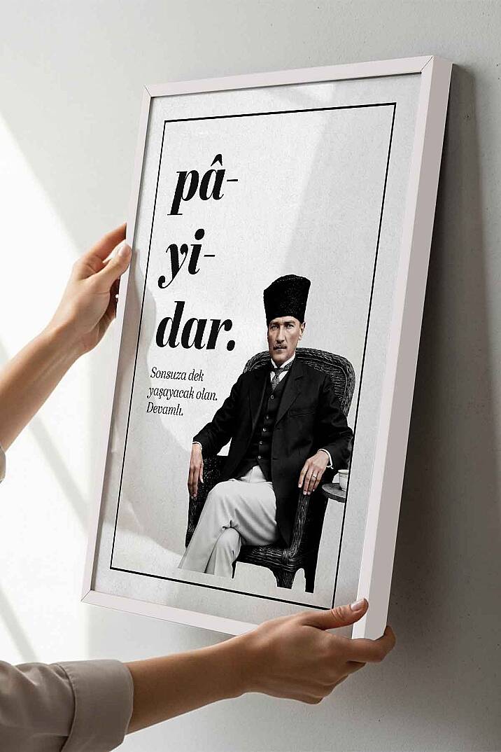 Atatürk Pâyidâr Temalı Çerçeveli Tablo Modern Ofis ve İşyeri Tablosu - 8