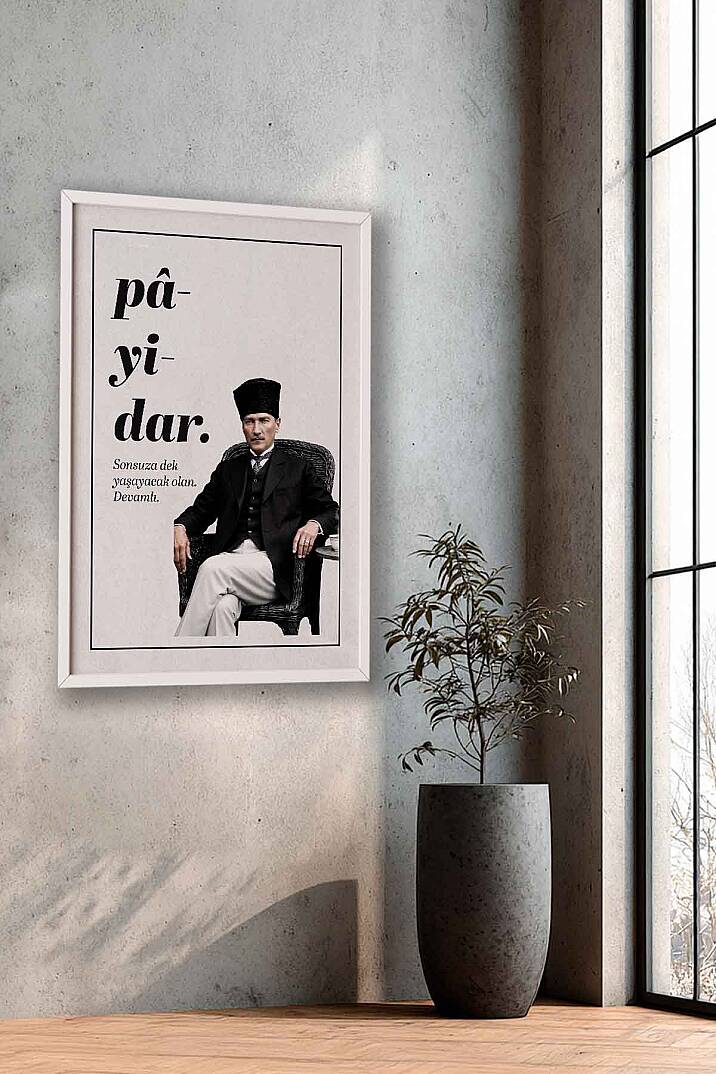 Atatürk Pâyidâr Temalı Çerçeveli Tablo Modern Ofis ve İşyeri Tablosu - 9