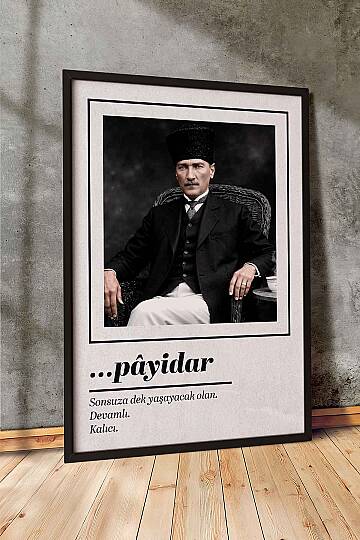 Atatürk Portresi Payidar Tasarımlı Çerçeveli Tablo Ofis ve İşyeri Duvar Tablosu - 1