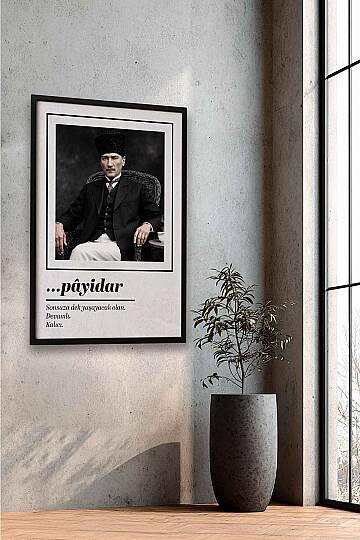 Atatürk Portresi Payidar Tasarımlı Çerçeveli Tablo Ofis ve İşyeri Duvar Tablosu - 3
