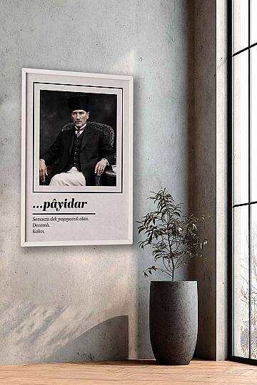 Atatürk Portresi Payidar Tasarımlı Çerçeveli Tablo Ofis ve İşyeri Duvar Tablosu - 9