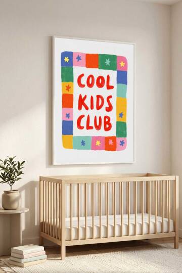 Çocuk Odası Cool Kids Club Yazılı Renkli Çerçeveli Tablo Bebek Odası Dekorasyon - 6