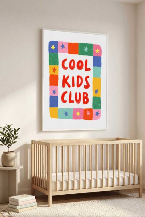 Çocuk Odası Cool Kids Club Yazılı Renkli Çerçeveli Tablo Bebek Odası Dekorasyon - 6