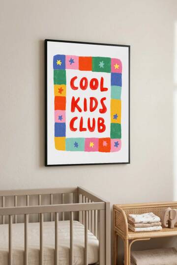 Çocuk Odası Cool Kids Club Yazılı Renkli Çerçeveli Tablo Bebek Odası Dekorasyon - 2