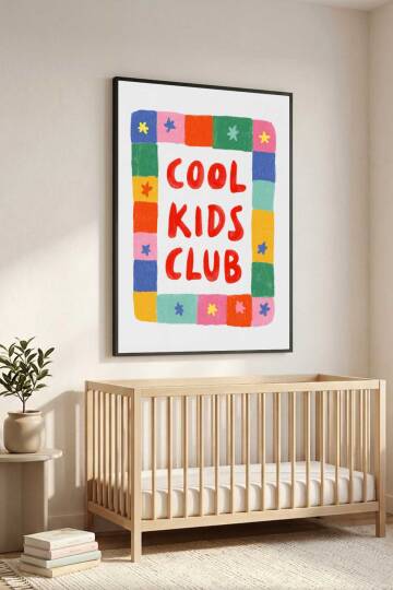 Çocuk Odası Cool Kids Club Yazılı Renkli Çerçeveli Tablo Bebek Odası Dekorasyon - 3