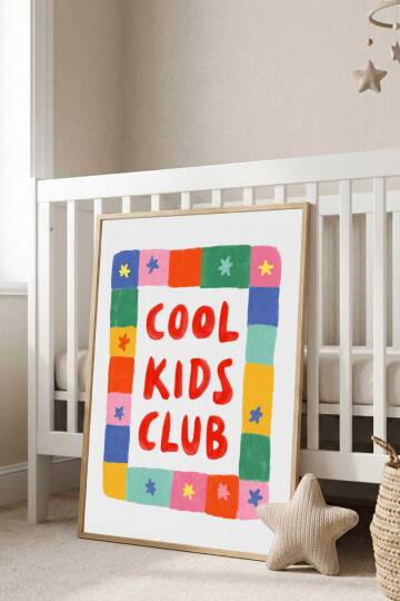 Çocuk Odası Cool Kids Club Yazılı Renkli Çerçeveli Tablo Bebek Odası Dekorasyon - 7