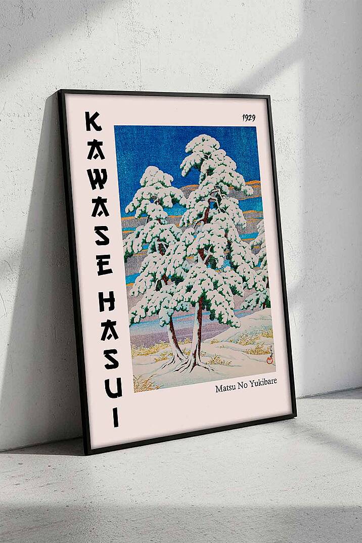 Japon Sanatı Kawase Hasui Kar Manzarası Çerçeveli Tablo Salon Ofis Dekorasyonu - 2