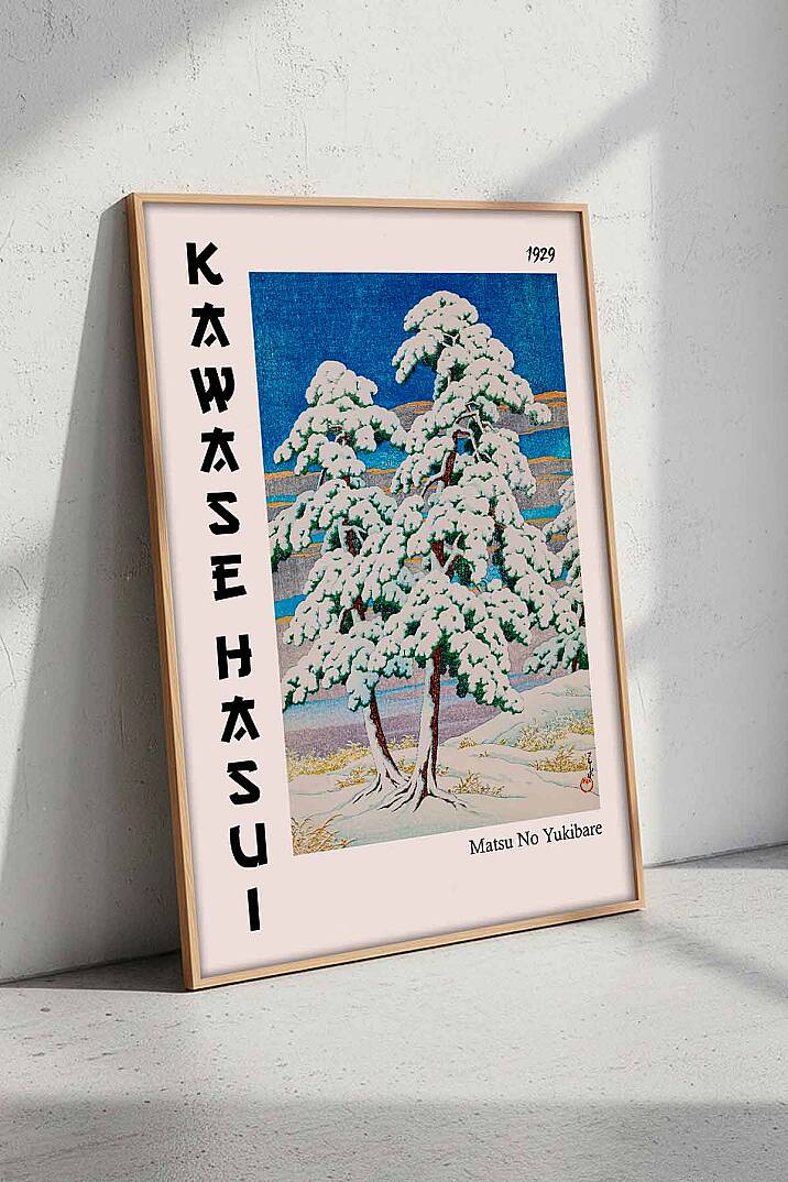 Japon Sanatı Kawase Hasui Kar Manzarası Çerçeveli Tablo Salon Ofis Dekorasyonu - 5