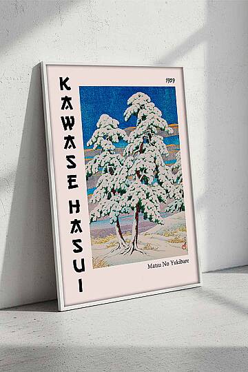 Japon Sanatı Kawase Hasui Kar Manzarası Çerçeveli Tablo Salon Ofis Dekorasyonu