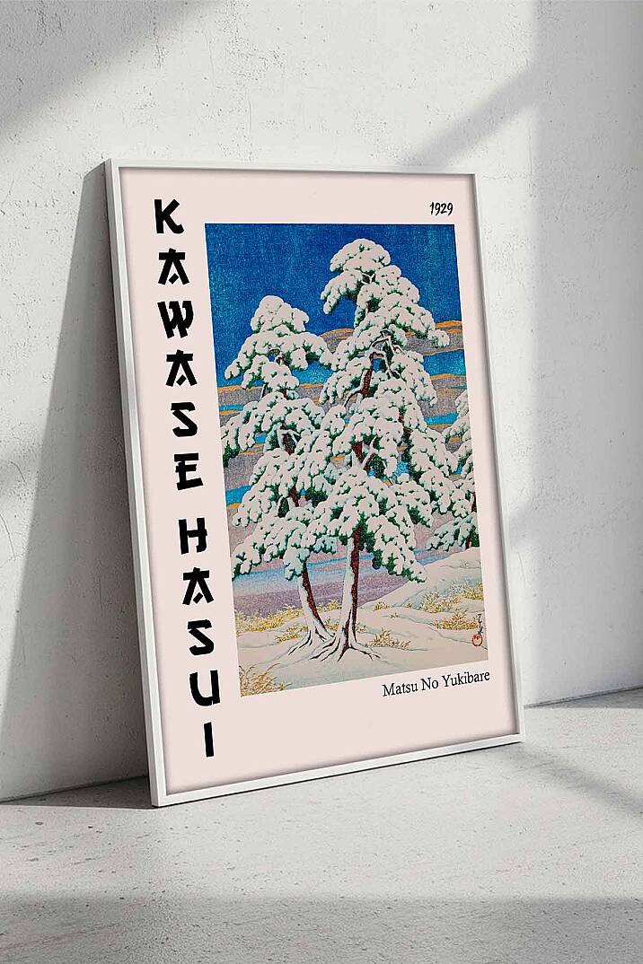 Japon Sanatı Kawase Hasui Kar Manzarası Çerçeveli Tablo Salon Ofis Dekorasyonu - 1