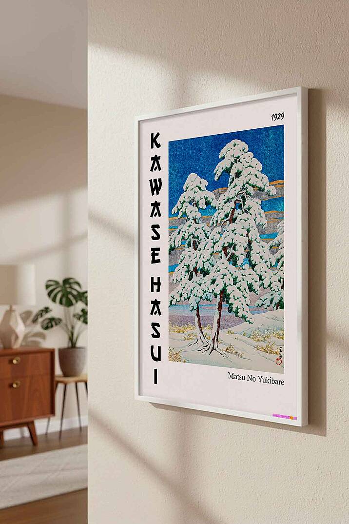 Japon Sanatı Kawase Hasui Kar Manzarası Çerçeveli Tablo Salon Ofis Dekorasyonu - 8