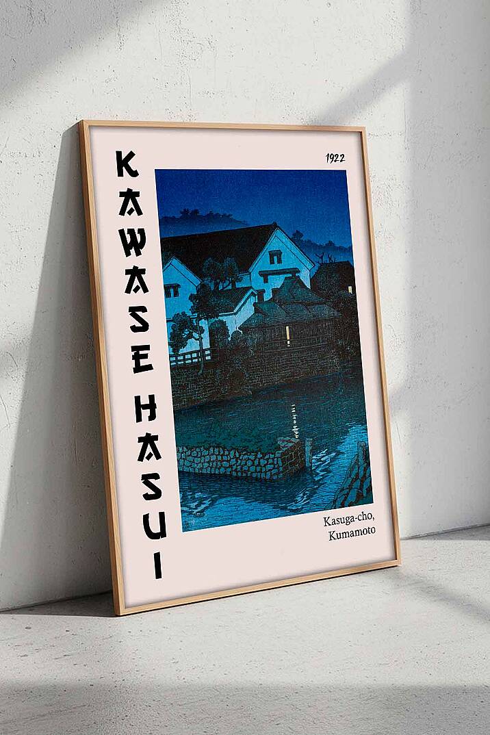 Japon Sanatı Kawase Hasui Kasuga-cho Kumamoto Çerçeveli Tablo Salon Ofis Dekorasyonu - 4