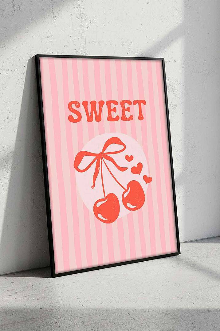 Kiraz Desenli Sweet Temalı Retro Çerçeveli Tablo Salon Genç Odası Dekorasyonu - 2