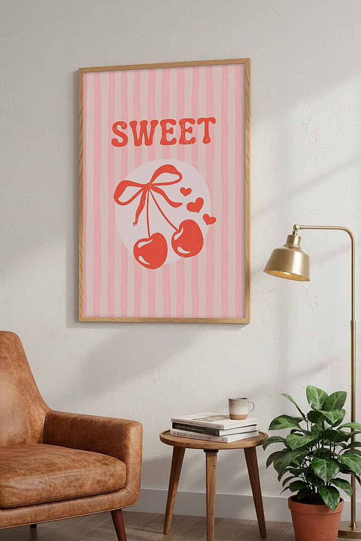 Kiraz Desenli Sweet Temalı Retro Çerçeveli Tablo Salon Genç Odası Dekorasyonu - 6