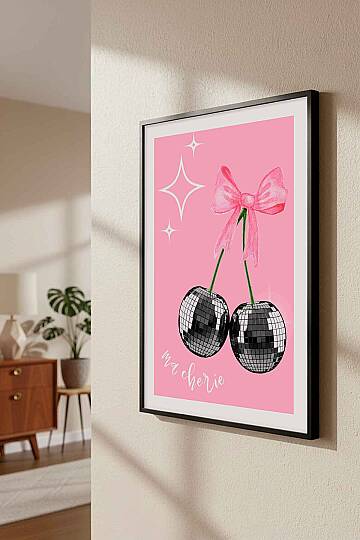 Ma Cherie Disco Kiraz Temalı Çerçeveli Tablo Modern Ev Genç Odası Dekorasyonu - 3