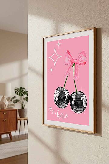Ma Cherie Disco Kiraz Temalı Çerçeveli Tablo Modern Ev Genç Odası Dekorasyonu - 6