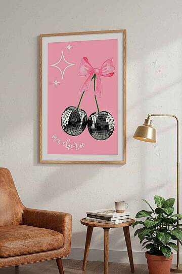 Ma Cherie Disco Kiraz Temalı Çerçeveli Tablo Modern Ev Genç Odası Dekorasyonu - 7