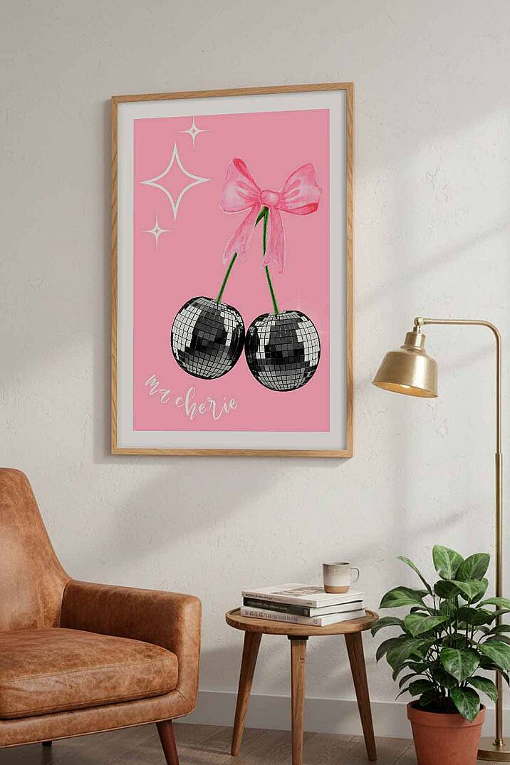 Ma Cherie Disco Kiraz Temalı Çerçeveli Tablo Modern Ev Genç Odası Dekorasyonu - 7