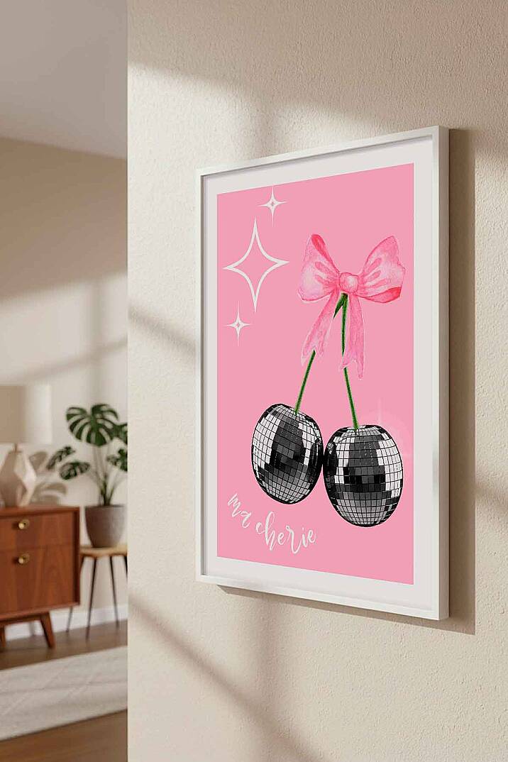 Ma Cherie Disco Kiraz Temalı Çerçeveli Tablo Modern Ev Genç Odası Dekorasyonu - 8