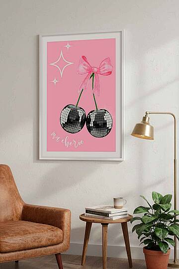 Ma Cherie Disco Kiraz Temalı Çerçeveli Tablo Modern Ev Genç Odası Dekorasyonu - 9