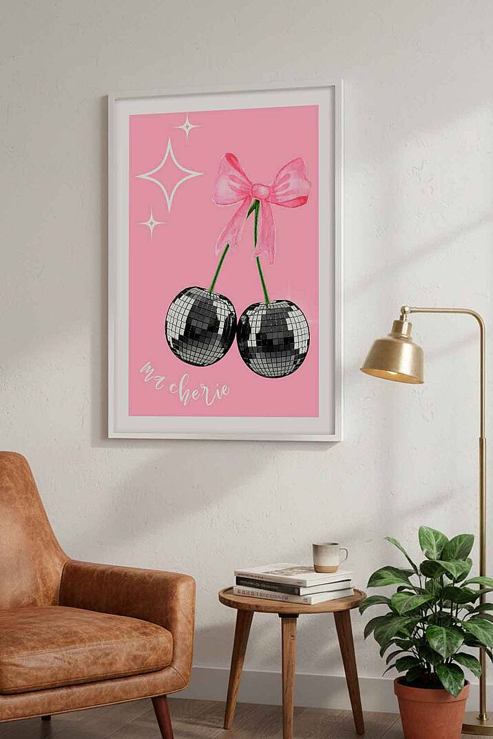 Ma Cherie Disco Kiraz Temalı Çerçeveli Tablo Modern Ev Genç Odası Dekorasyonu - 9