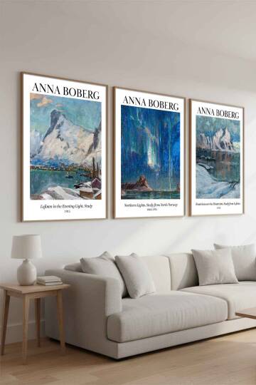 Modern Anna Boberg İskandinav Manzara Çerçeveli 3'lü Tablo Seti Ünlü Sanat Eserleri Serisi Salon ve Ofis Dekorasyonu - 8