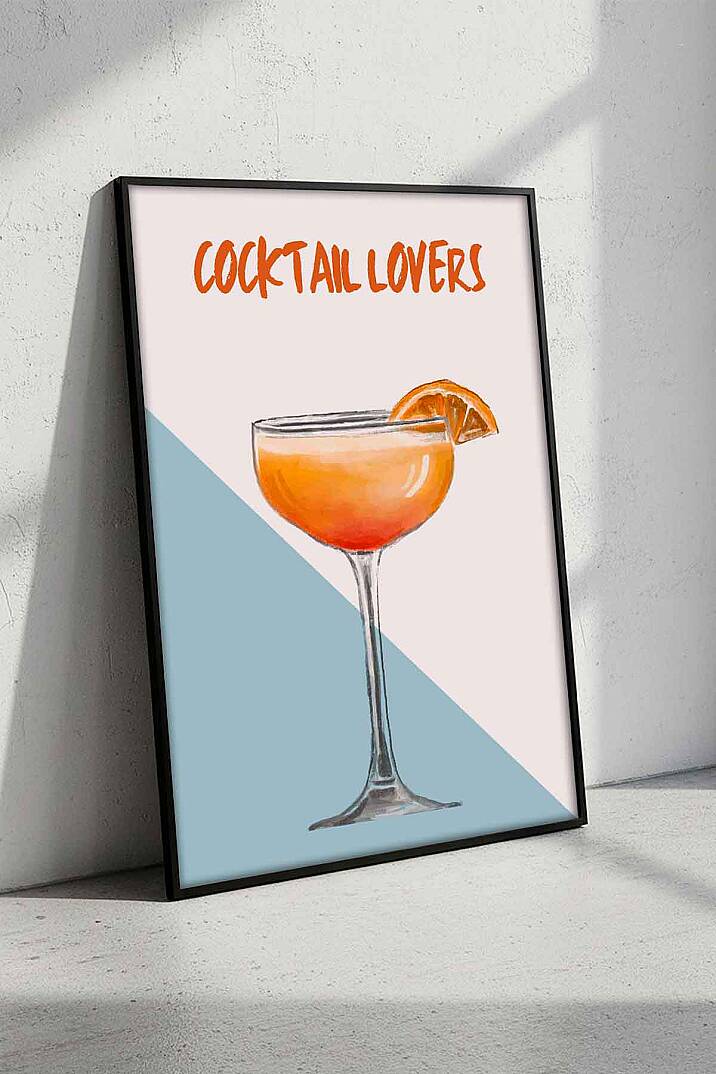 Modern Cocktail Lovers İllüstrasyon Çerçeveli Tablo Mutfak Bar Dekoru - 2