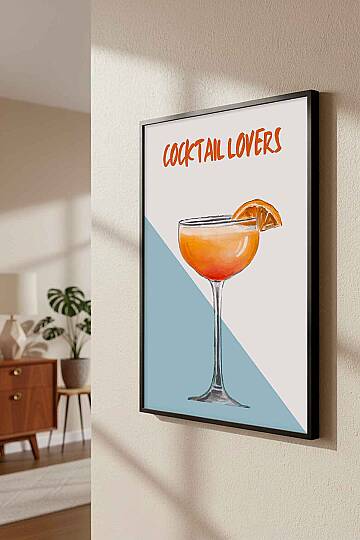 Modern Cocktail Lovers İllüstrasyon Çerçeveli Tablo Mutfak Bar Dekoru - 3