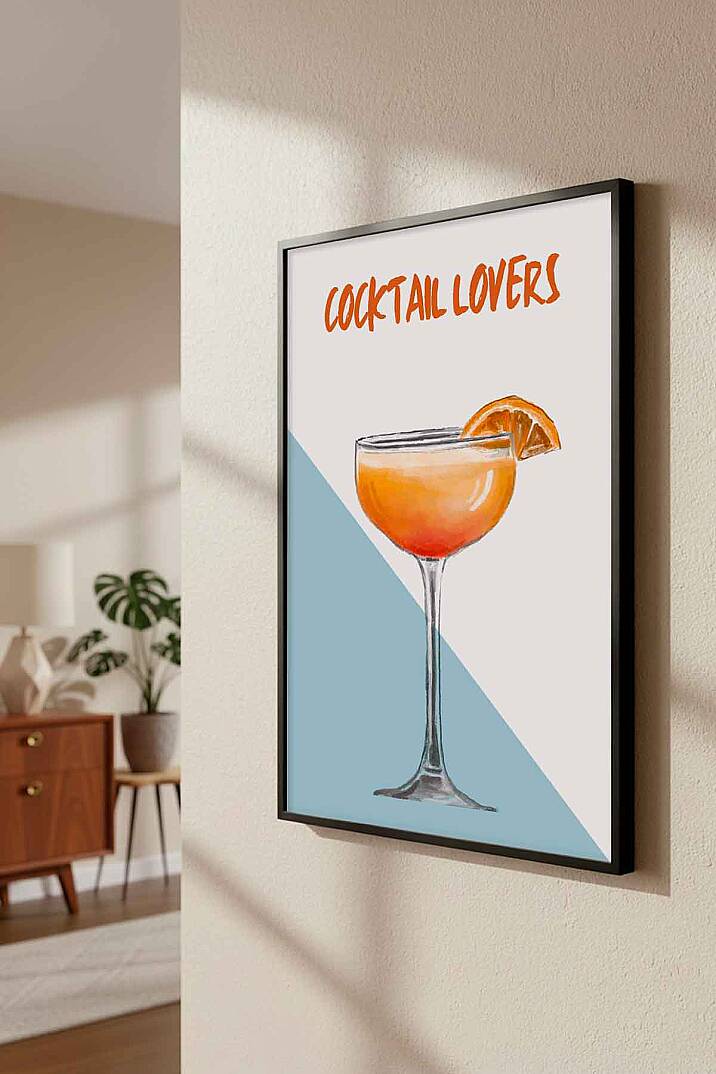Modern Cocktail Lovers İllüstrasyon Çerçeveli Tablo Mutfak Bar Dekoru - 3