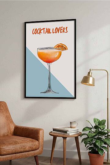 Modern Cocktail Lovers İllüstrasyon Çerçeveli Tablo Mutfak Bar Dekoru - 4