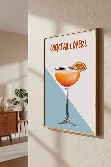 Modern Cocktail Lovers İllüstrasyon Çerçeveli Tablo Mutfak Bar Dekoru - 6