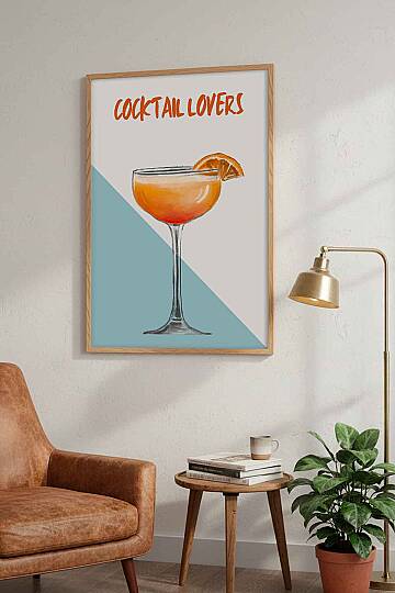 Modern Cocktail Lovers İllüstrasyon Çerçeveli Tablo Mutfak Bar Dekoru - 7