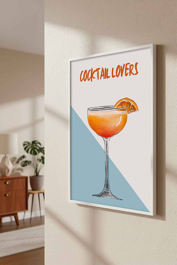Modern Cocktail Lovers İllüstrasyon Çerçeveli Tablo Mutfak Bar Dekoru - 8
