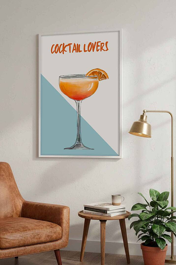 Modern Cocktail Lovers İllüstrasyon Çerçeveli Tablo Mutfak Bar Dekoru - 9
