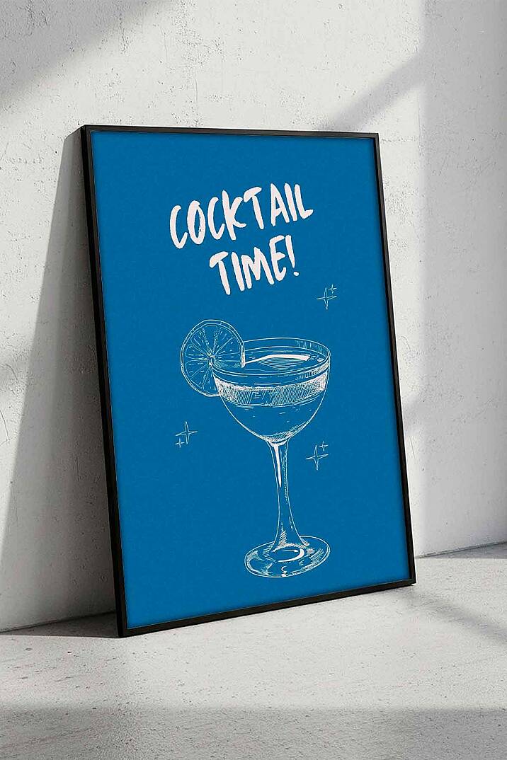 Modern Cocktail Time Yazılı Çerçeveli Tablo Mutfak Cafe Salon Dekorasyonu - 2