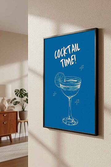 Modern Cocktail Time Yazılı Çerçeveli Tablo Mutfak Cafe Salon Dekorasyonu - 3