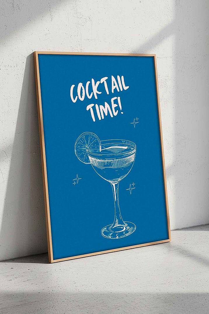 Modern Cocktail Time Yazılı Çerçeveli Tablo Mutfak Cafe Salon Dekorasyonu - 5