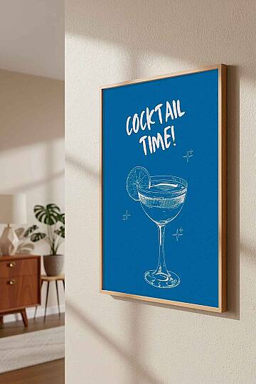 Modern Cocktail Time Yazılı Çerçeveli Tablo Mutfak Cafe Salon Dekorasyonu - 6
