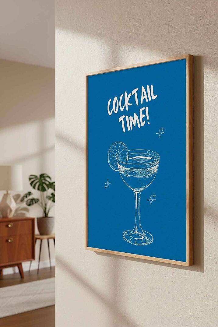 Modern Cocktail Time Yazılı Çerçeveli Tablo Mutfak Cafe Salon Dekorasyonu - 6