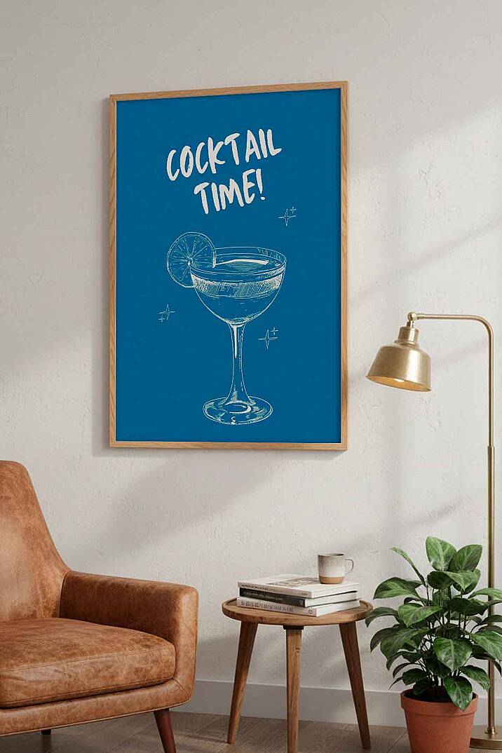 Modern Cocktail Time Yazılı Çerçeveli Tablo Mutfak Cafe Salon Dekorasyonu - 7